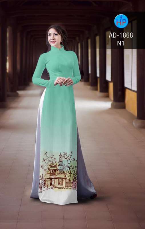 Vải áo dài hình nhà cổ
