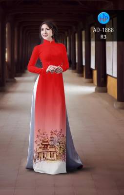 Vải áo dài hình nhà cổ-DT 2183