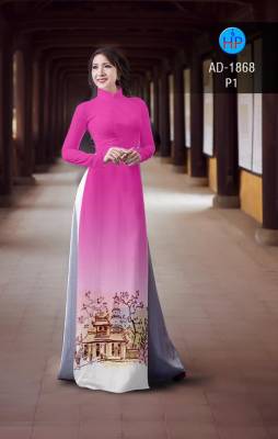 Vải áo dài hình nhà cổ-DT 2183