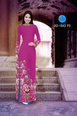 Vải áo dài hoa tà dưới-DT 2187
