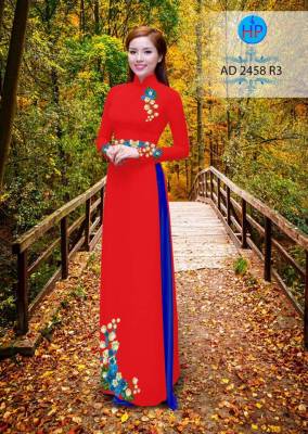 Vải áo dài hoa trên dưới-DT 2188