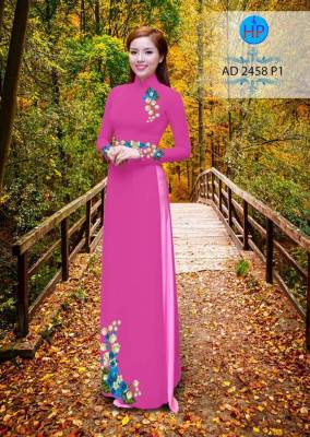 Vải áo dài hoa trên dưới-DT 2188