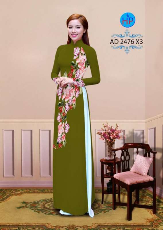 Vải áo dài hoa 3D