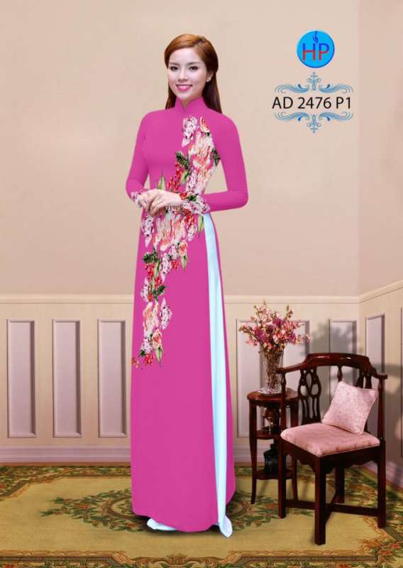 Vải áo dài hoa 3D