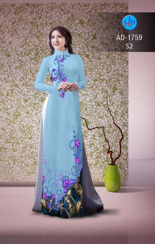 Vải áo dài hoa trên dưới
