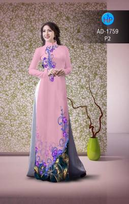 Vải áo dài hoa trên dưới-DT 2195