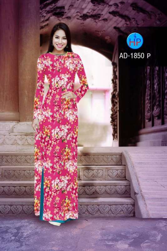 Vải áo dài hoa rải đều