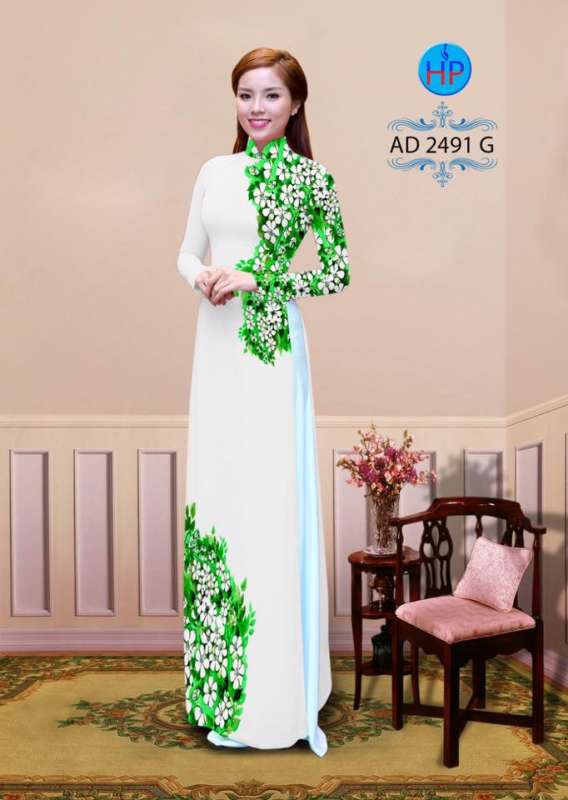 Vải áo dài hoa trên dưới