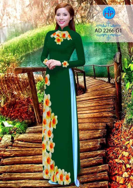 Vải áo dài hoa dọc toàn thân