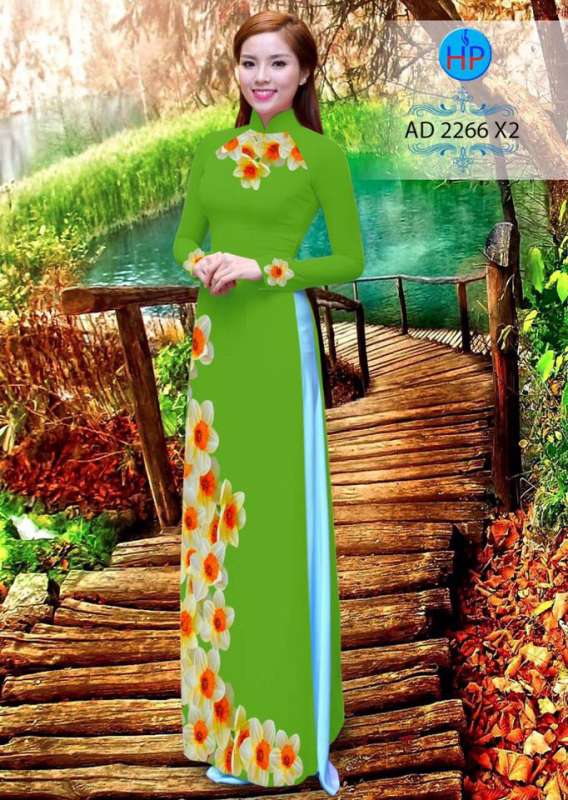 Vải áo dài hoa dọc toàn thân