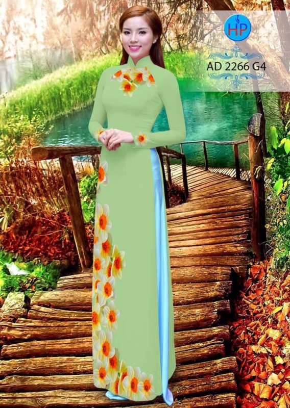 Vải áo dài hoa dọc toàn thân