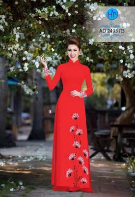 Vải áo dài hoa tà dưới-DT 2202