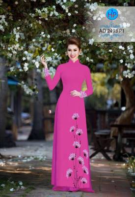 Vải áo dài hoa tà dưới-DT 2202