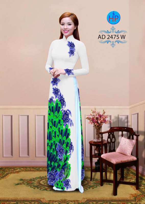 Vải áo dài lông chim Công