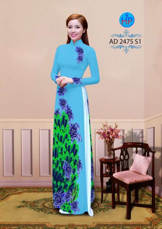 Vải áo dài lông chim Công
