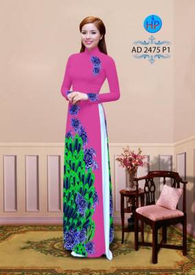 Vải áo dài lông chim Công-DT 2206