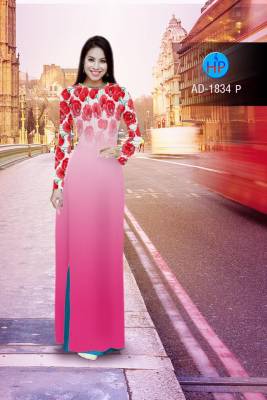 Vải áo dài hoa Hồng-DT 2213