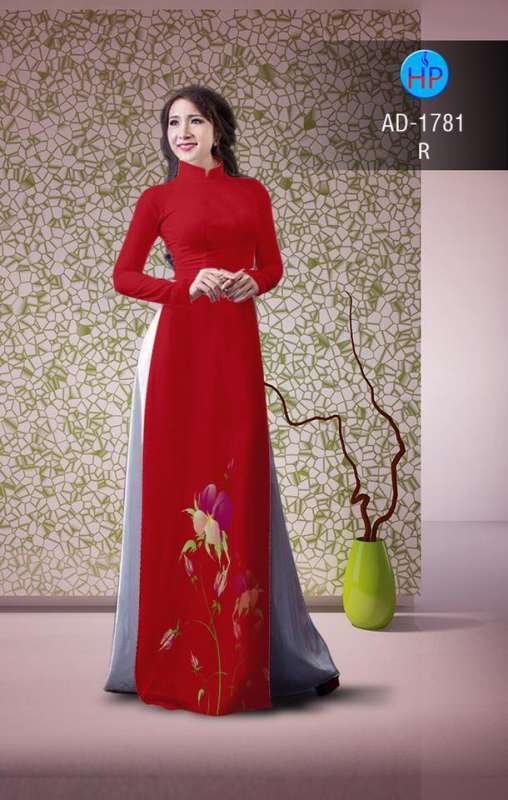 Vải áo dài hoa tà dưới