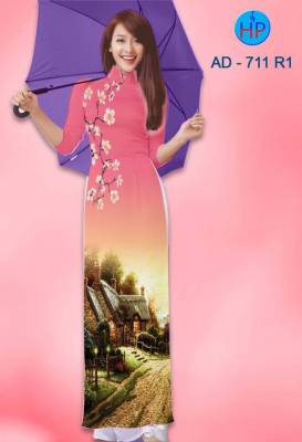 Vải áo dài phong cảnh-DT 2277