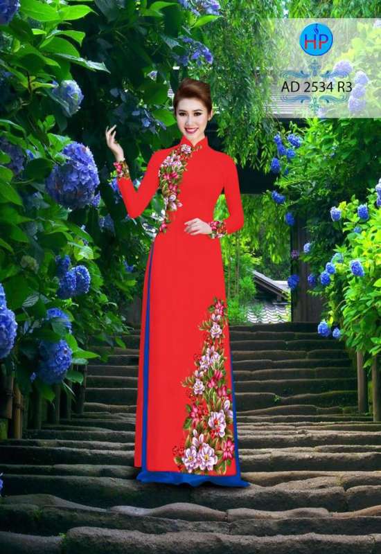 Vải áo dài hoa trên dưới
