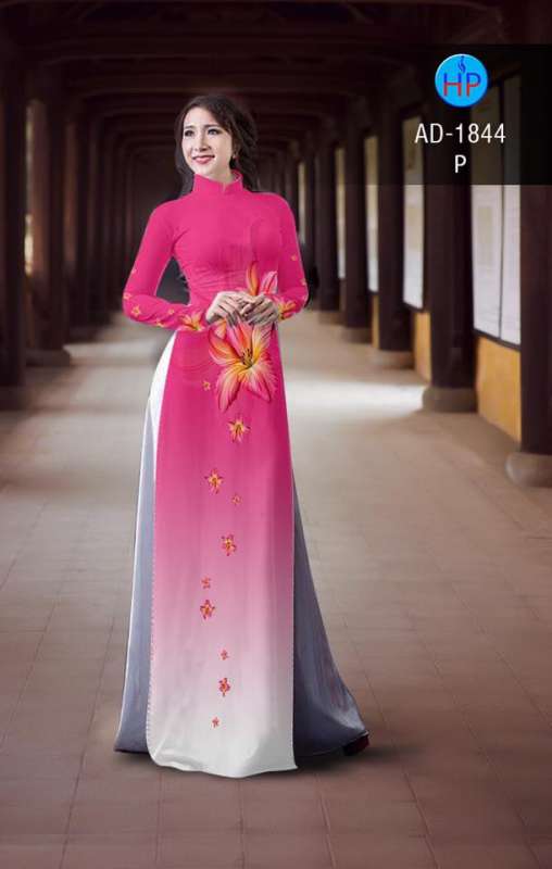 Vải áo dài hoa lớn