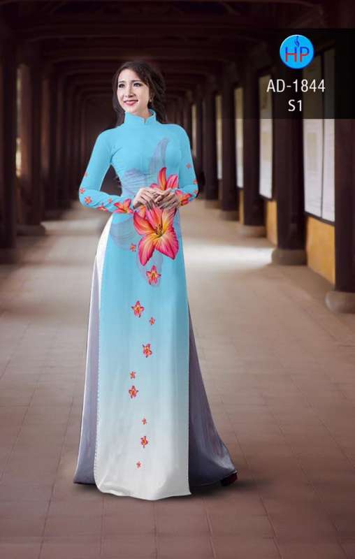 Vải áo dài hoa lớn