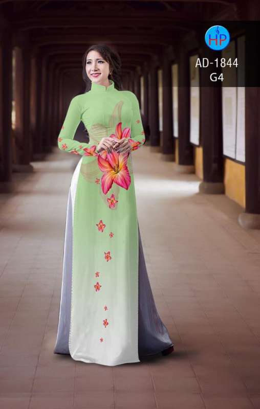 Vải áo dài hoa lớn