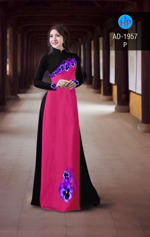 Vải áo dài hoa trên dưới