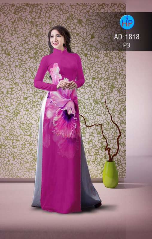 Vải áo dài hoa lớn