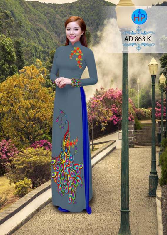 Vải áo dài chim Công