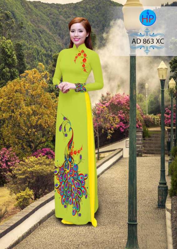 Vải áo dài chim Công