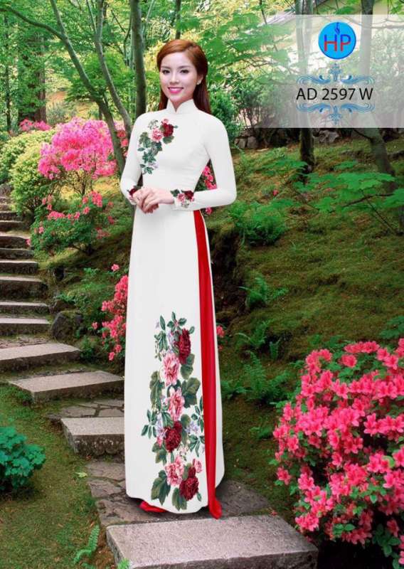 Vải áo dài hoa chạy dọc