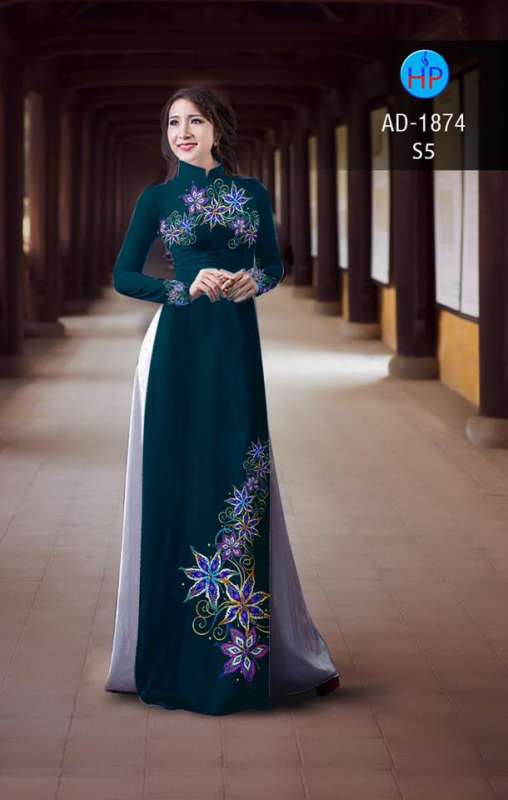 Vải áo dài hoa trên dưới