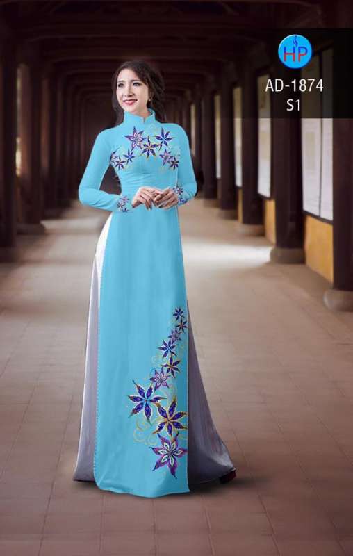 Vải áo dài hoa trên dưới