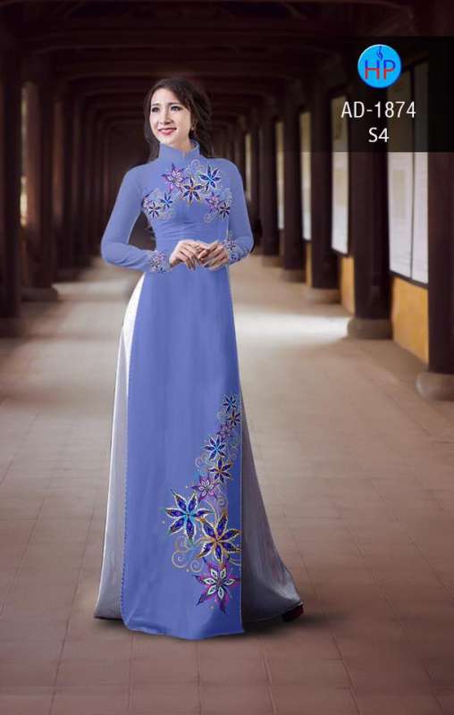 Vải áo dài hoa trên dưới