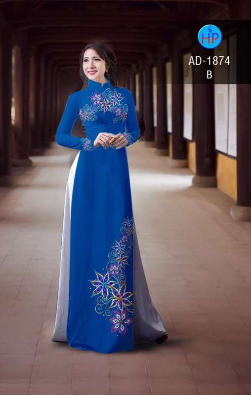 Vải áo dài hoa trên dưới