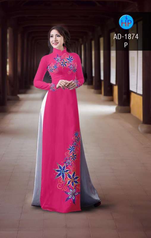 Vải áo dài hoa trên dưới
