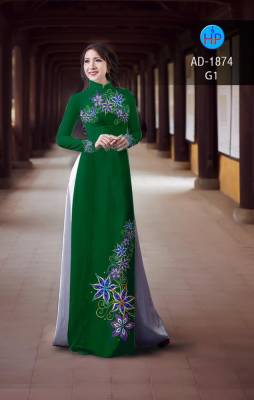 Vải áo dài hoa trên dưới-DT 2334