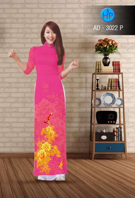 Vải áo dài hoa Hồng mờ