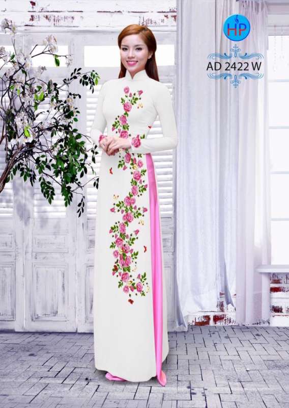 Vải áo dài hoa Hồng dây