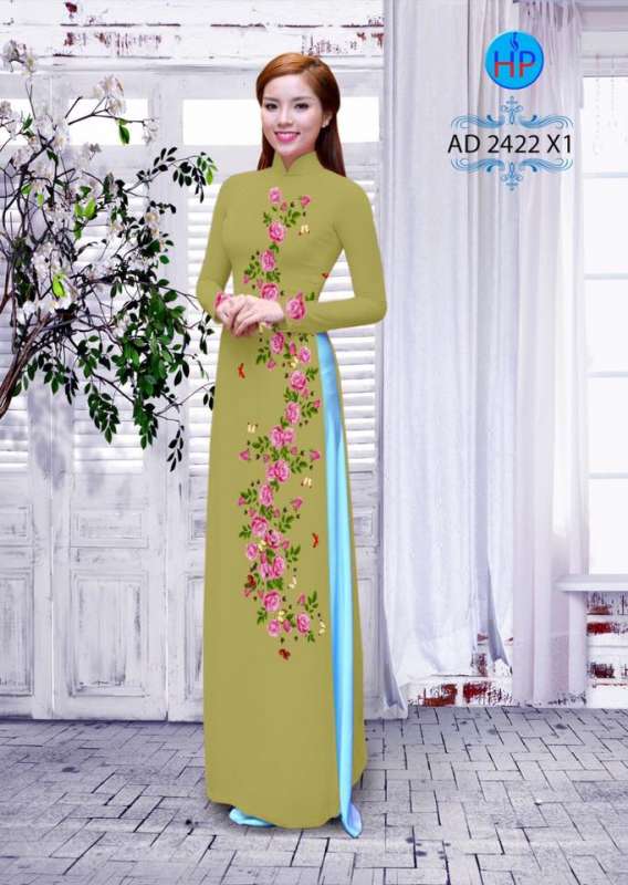 Vải áo dài hoa Hồng dây Vải áo dài hoa Hồng dây