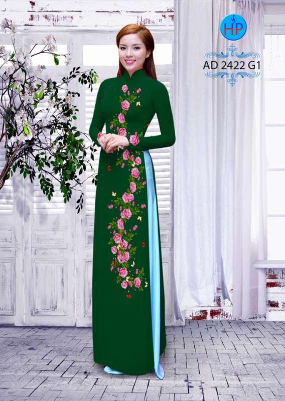 Vải áo dài hoa Hồng dây Vải áo dài hoa Hồng dây