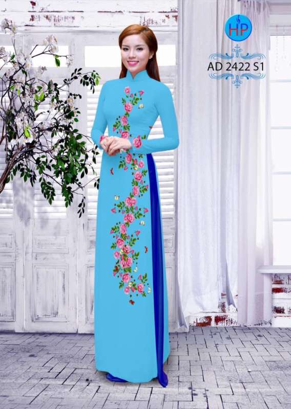 Vải áo dài hoa Hồng dây Vải áo dài hoa Hồng dây