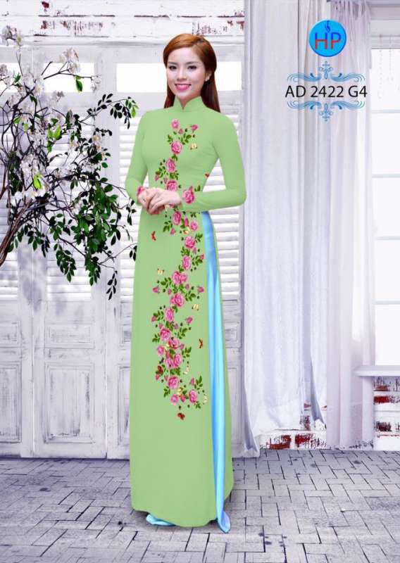 Vải áo dài hoa Hồng dây Vải áo dài hoa Hồng dây