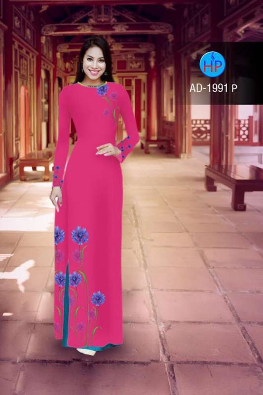 Vải áo dài hoa tà dưới