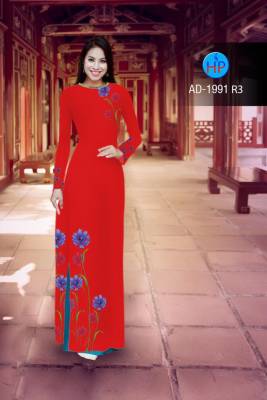 Vải áo dài hoa tà dưới-DT 2351