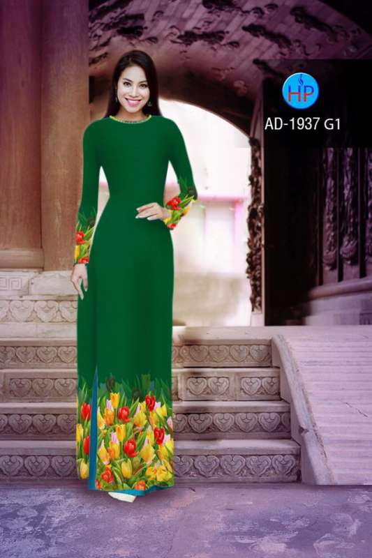 Vải áo dài hoa tà dưới