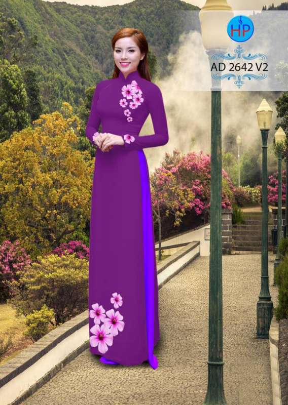 Vải áo dài hoa trên dưới