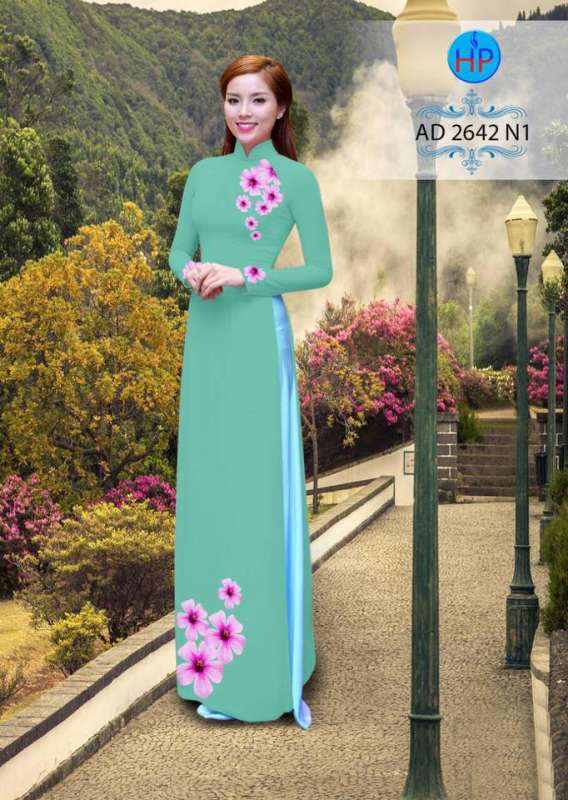 Vải áo dài hoa trên dưới