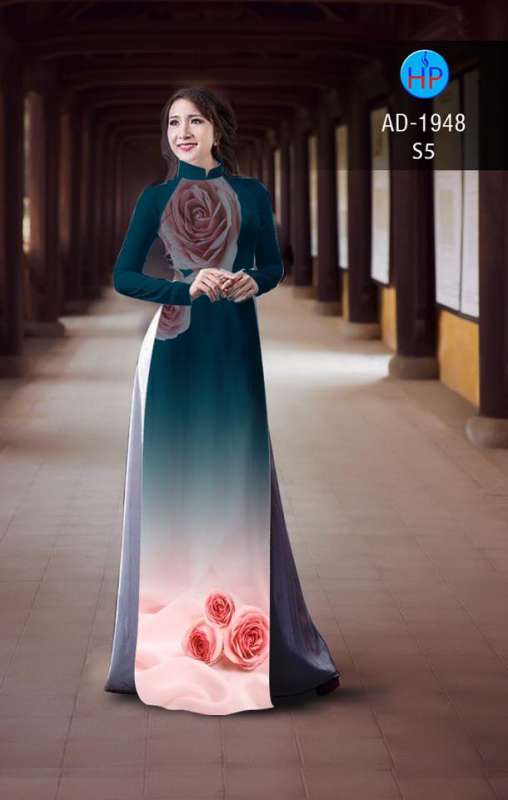 Vải áo dài hoa hồng trên dưới